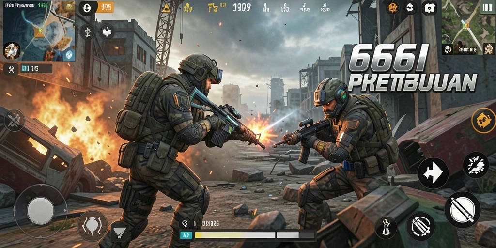 Screenshot gameplay 666I menampilkan aksi pertempuran yang mendebarkan.