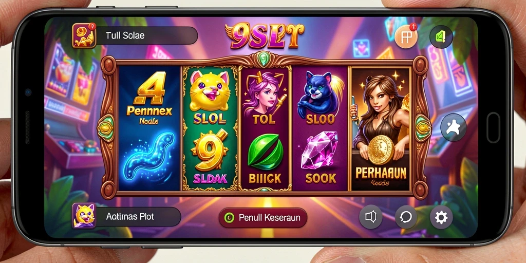 Gameplay 9SL yang penuh warna dan menarik dengan simbol slot yang beragam.