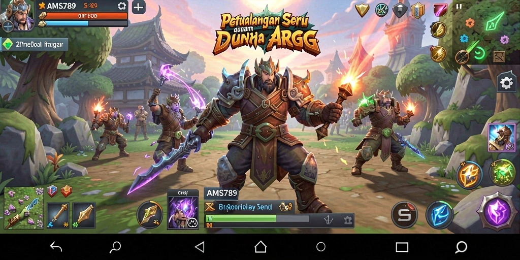 Tangkapan layar utama AMS789 menampilkan aksi pertarungan seru dalam dunia ARPG.