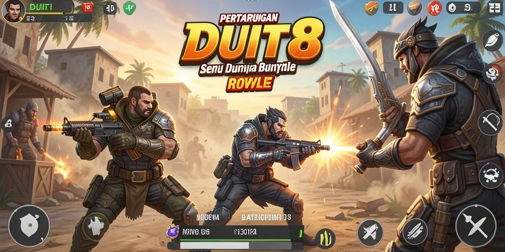 Gameplay penuh aksi dalam DUIT8 Battle Royale.