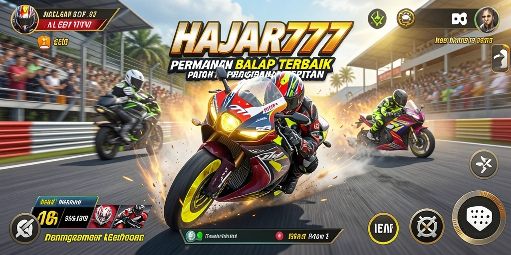 Gambaran gameplay balap motor yang mendebarkan di HAJAR777.