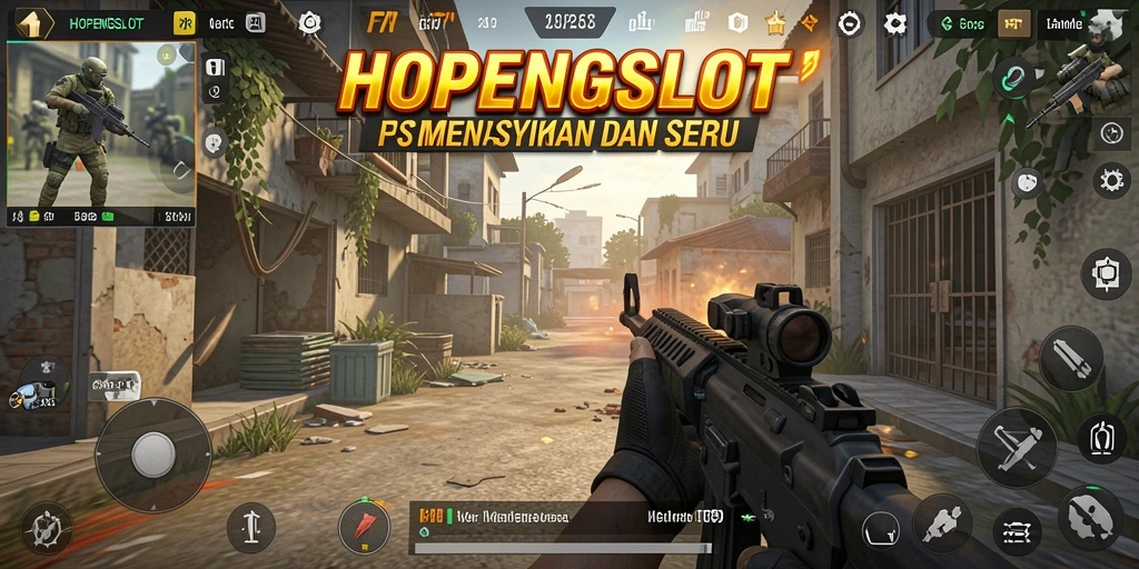 Screenshot menampilkan gameplay seru HOPENGSLOT dengan aksi menembak yang intens.