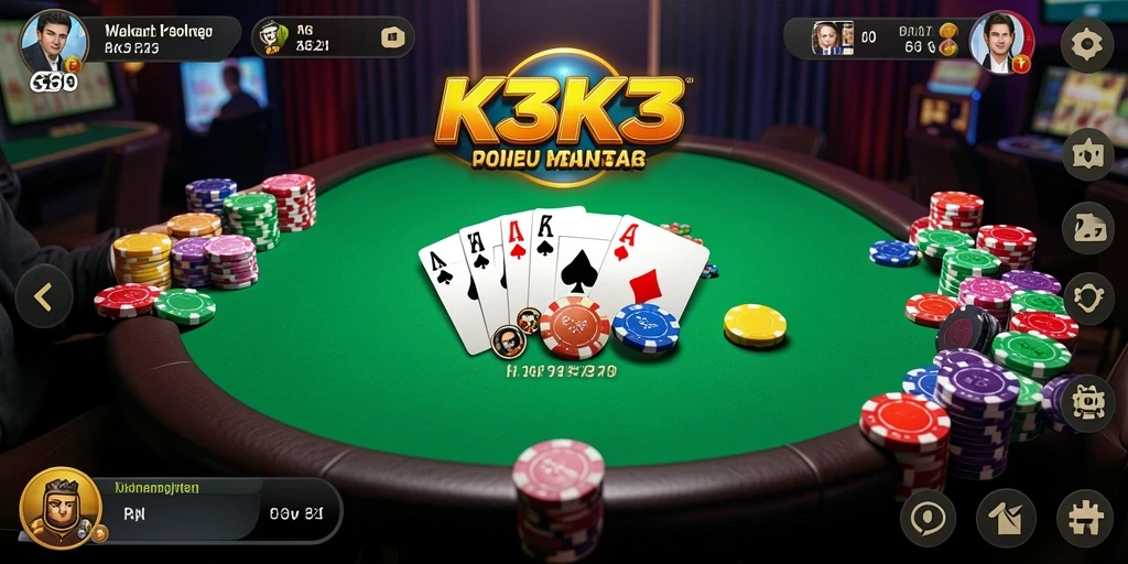 Tampilan menarik dari gameplay Poker di K3K3.
