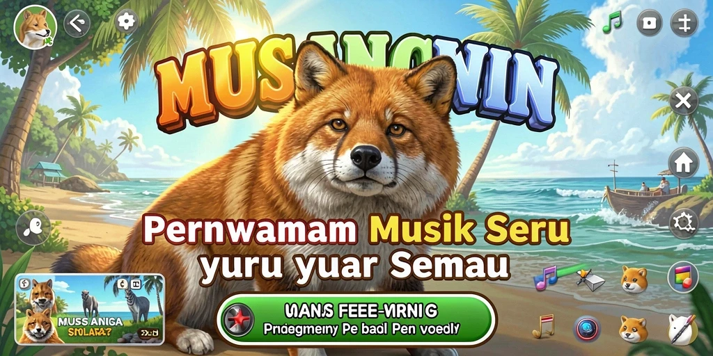 Tampilan gameplay seru MUSANGWIN dengan interaksi musik.