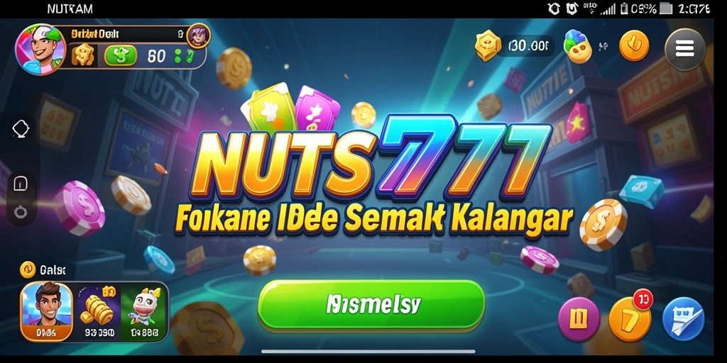 Tangkapan layar gameplay NUTS777 menampilkan kemajuan yang seru dalam mengumpulkan kacang.