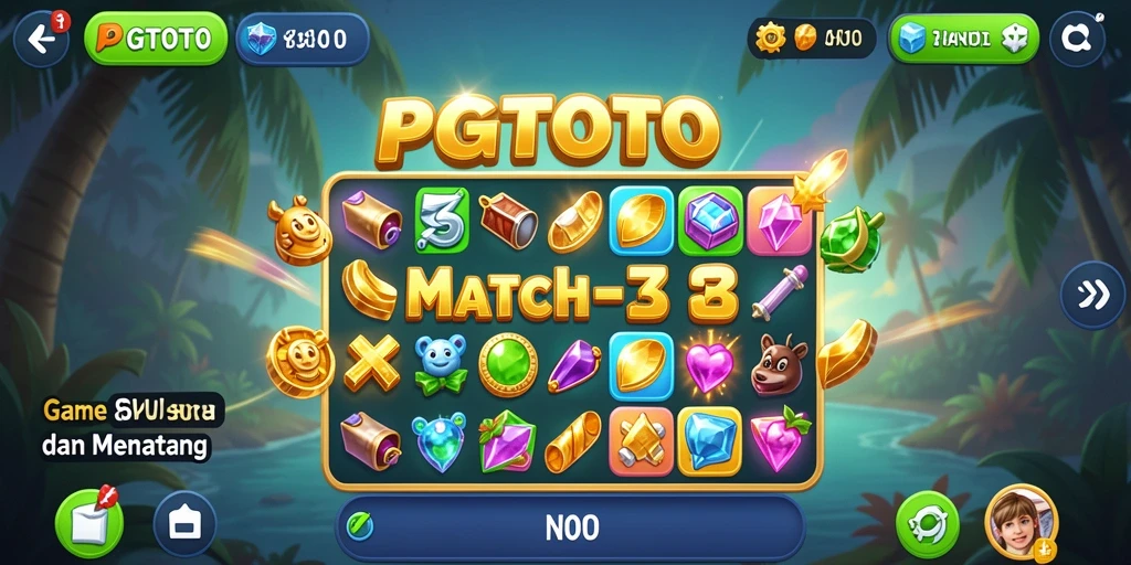 Screenshot PGTOTO menunjukkan gameplay Match-3 yang menegangkan.