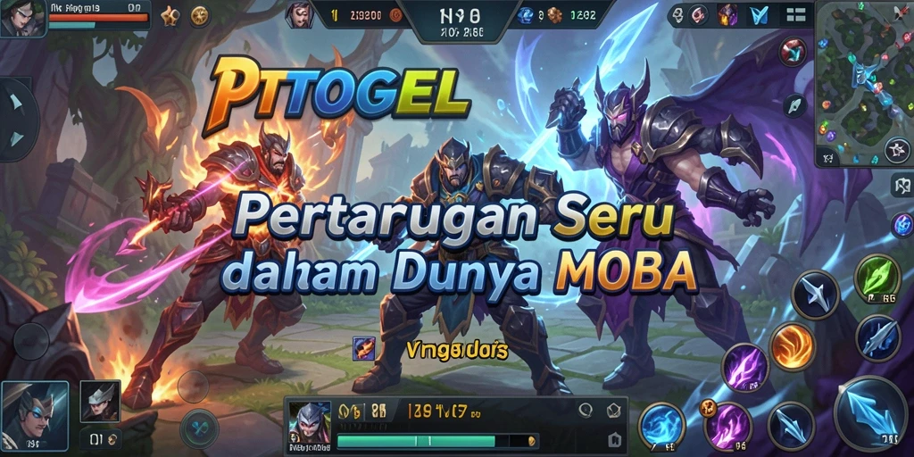 Screenshot gameplay PTTOGEL yang menampilkan aksi pertarungan MOBA.