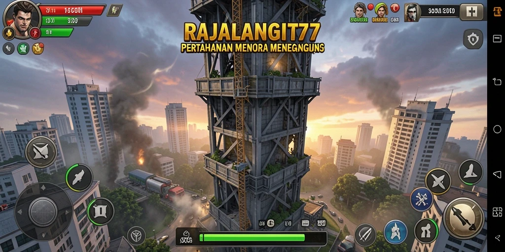 Tampilan seru dari gameplay Tower Defense RAJALANGIT77.
