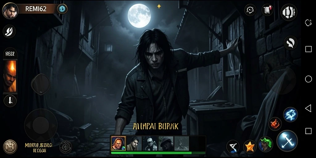 Tampilan gameplay REMI62 yang menyeramkan saat menjelajahi lorong gelap.