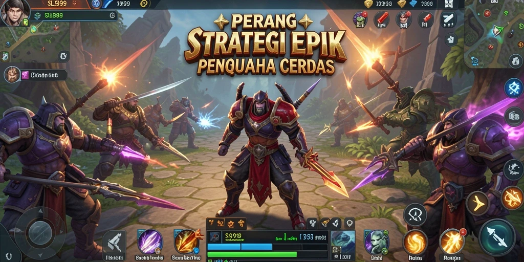 Screenshot gameplay SL999 menampilkan pertempuran strategis yang intens.