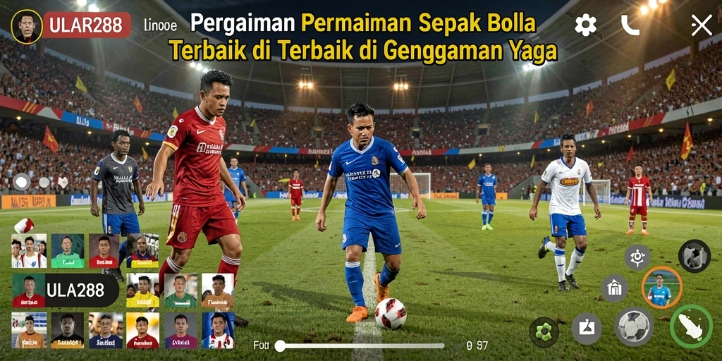 Tangkapan layar dari gameplay sepak bola yang menegangkan di ULAR288.